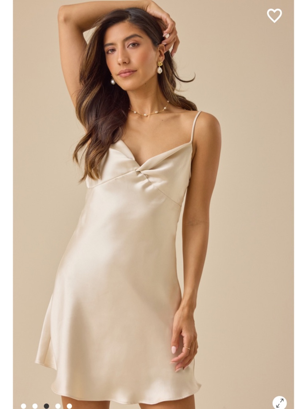 Satin Slip Dress in Champagne Elegant Women's Mini Dress Altar’d State NWT